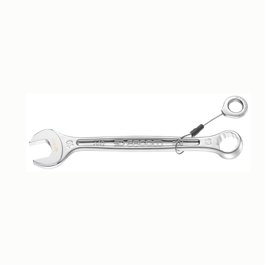 Facom 440_30SLS combination wrench with lanyard attachment, silver, side view on white background.