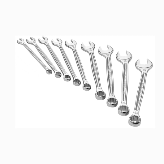 Facom 440JU9 combination wrench set, nine chrome wrenches, photography, white background, SKU 440JU9