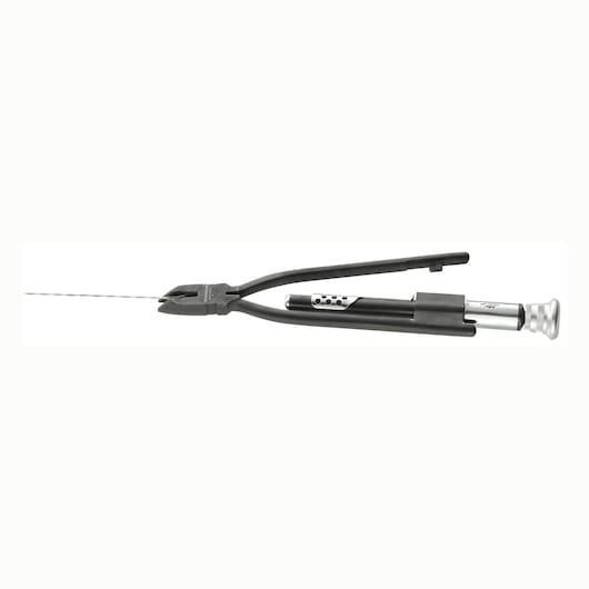 Facom 445_8DS safety wire twisting pliers, black and silver tool, side angle, on white background.