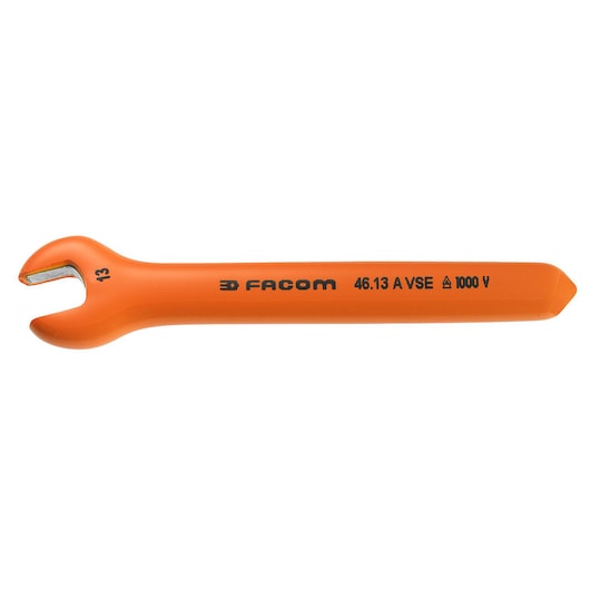 Facom 46_16AVSE insulated open-end wrench, orange, side view, for electrical safety up to 1000V.