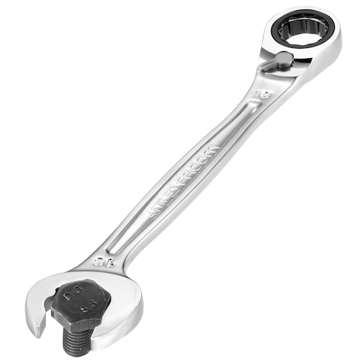 Facom 467BR_16 combination ratcheting wrench in silver, angled view on white background, one end on a bolt.