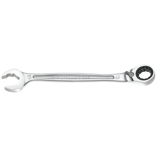 Facom 467BR_17 ratcheting open-end wrench, silver finish, product side view on white background.