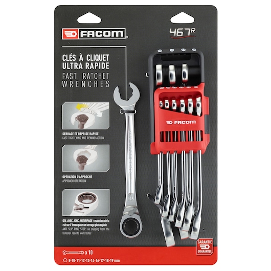 8 - 19mm Rapid Reversible Ratchet Wrench Set With Holder (10 pc.)