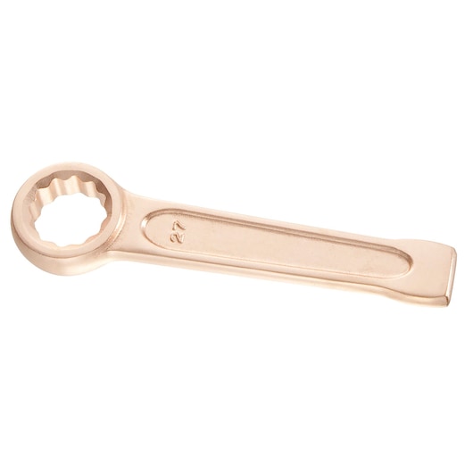 Facom 5017SR bronze ring spanner, 27 mm, single piece, shown from top angle on white background.
