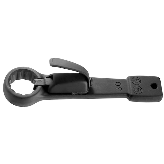 Facom 51BS55 black ratcheting box wrench with switch lever, side view on white background.
