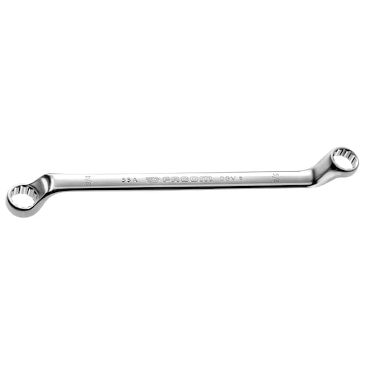 Facom double box-end wrench, chrome finish, SKU 55A_7_8X15_16, side angle, tool photography.