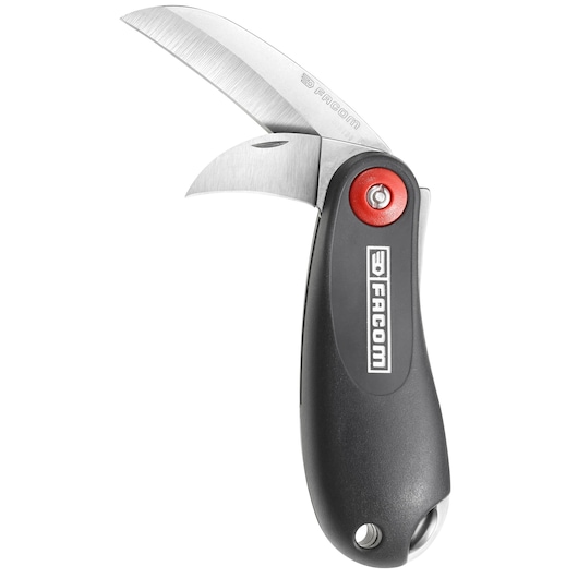 Twin-blade electricians knife with plastic handleSafety Lock System