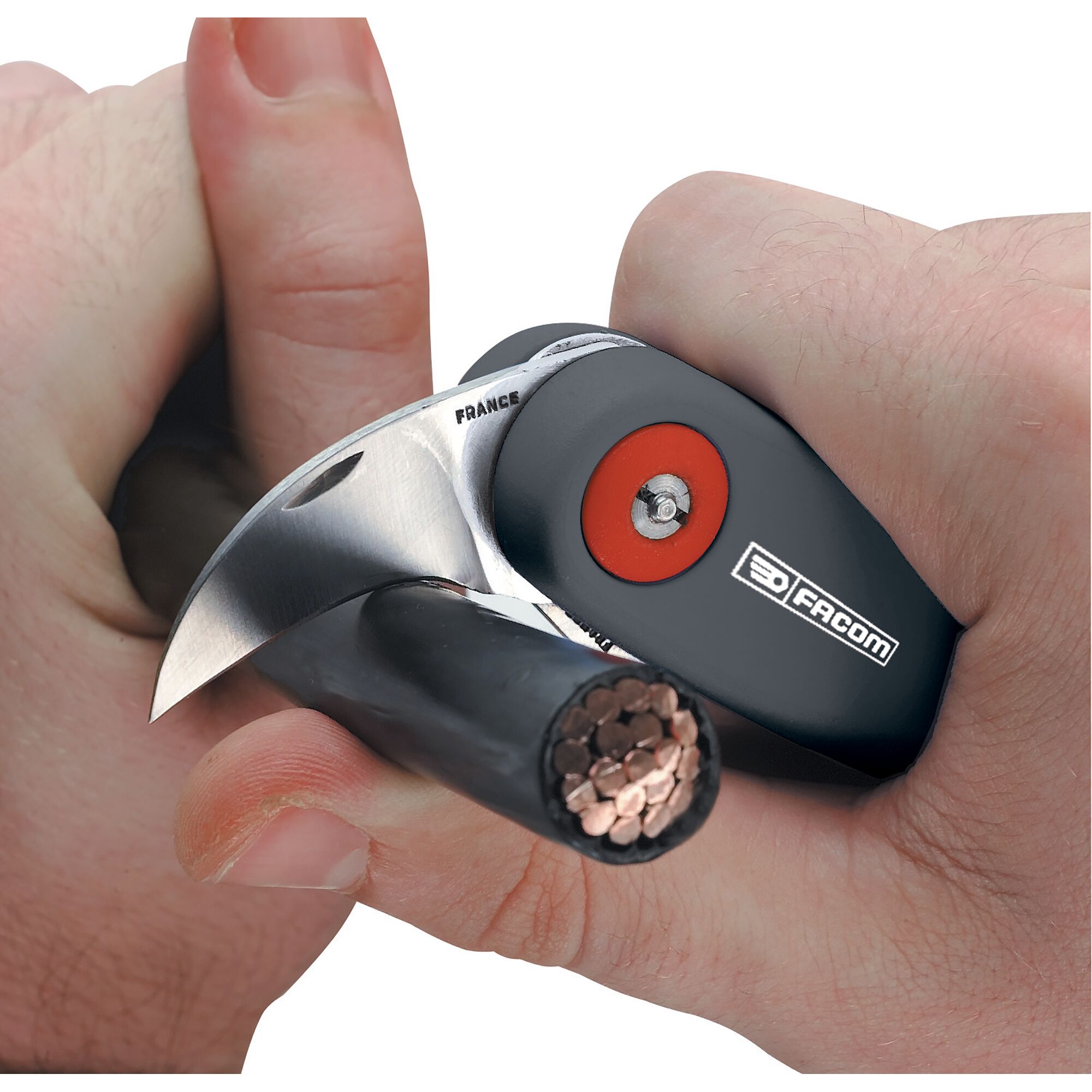 Twin-blade electricians knife with plastic handleSafety Lock