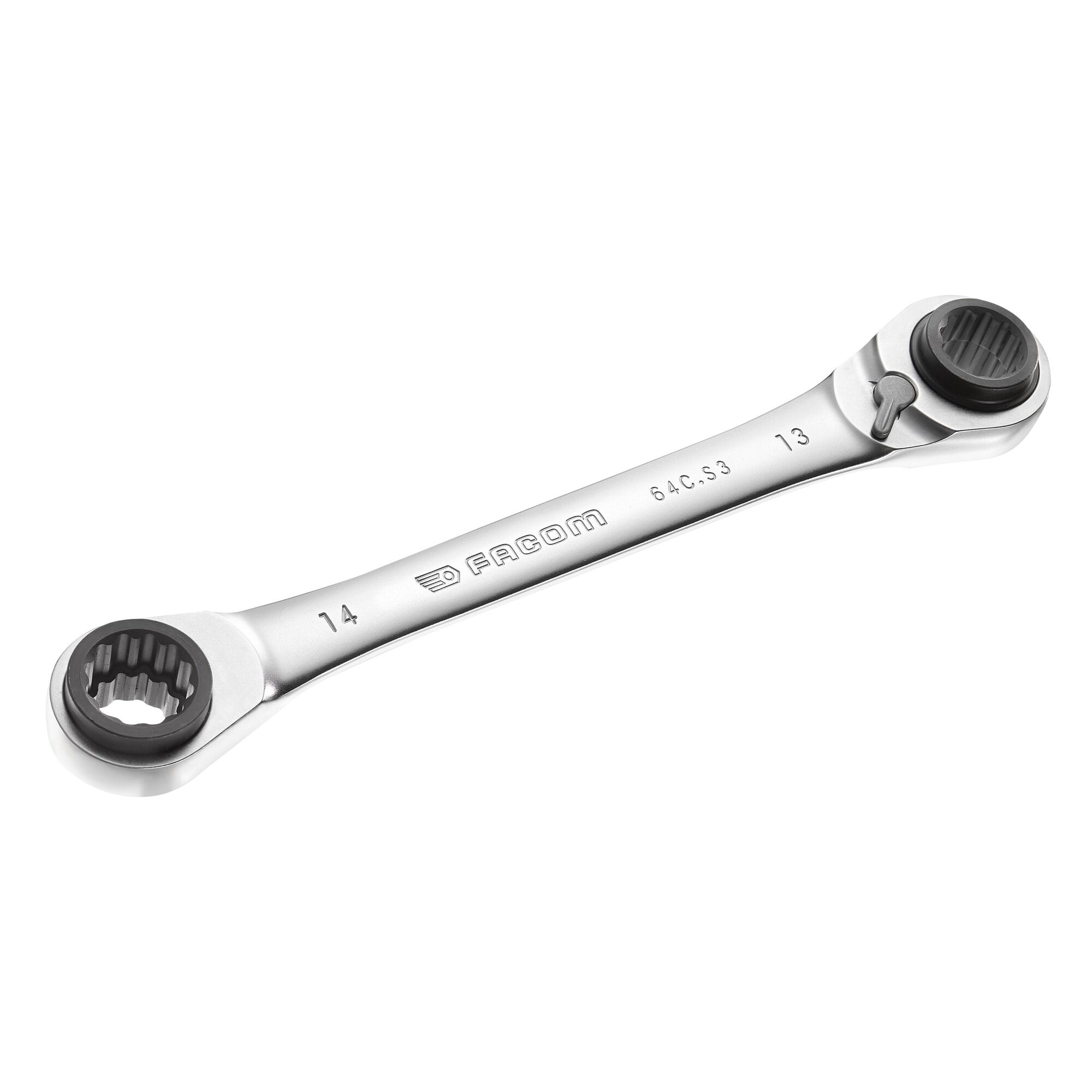 STRAIGHT RATCHET RING WRENCH - 64C.S - 4 Sizes - 5° Arc Swing