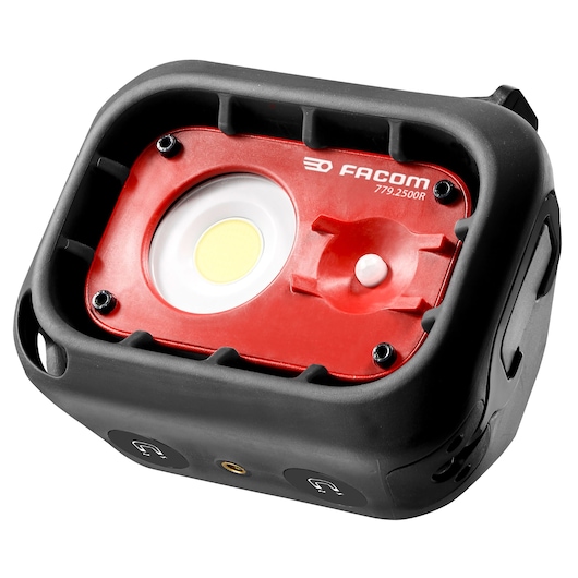 Facom 779.2500RPB portable LED work light with red and black casing, angled on white background.