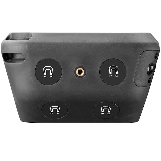 Facom 779.2500RPB black magnetic tool holder front view with four round magnets and central threaded insert.
