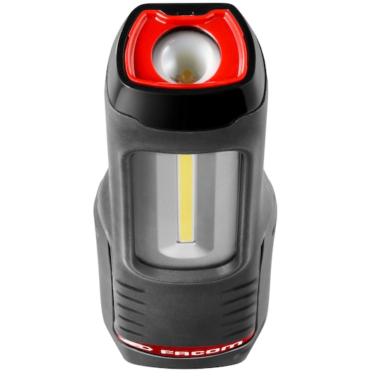Facom 779.CLSPPB compact black handheld LED work light, front angle on white background.