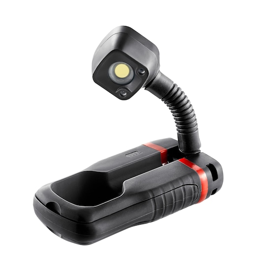 Facom 779_PCBPB flexible black work light with red accent, angled view on white background.