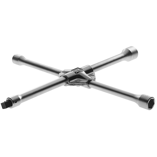 Facom 77ATO2 silver cross-shaped lug wrench photographed at an angle on white background.