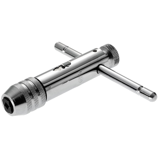 Facom tap wrench 830A5, polished metal, T-handle, front angle on white background.