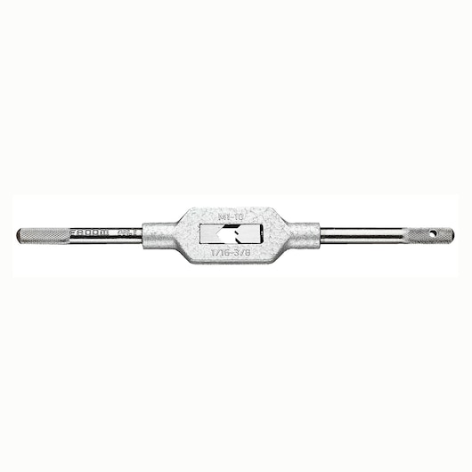 Facom 831_3 tap wrench with knurled handles, silver metal, front angle on white background.