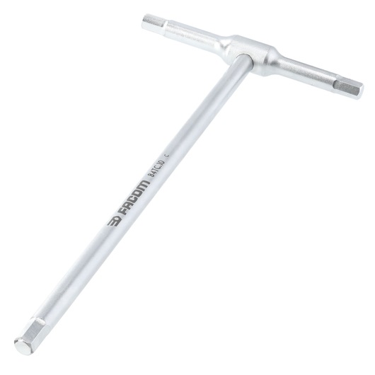 Facom 84TC_10 silver T-handle hex key photographed on white background.
