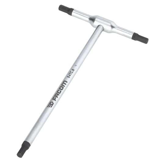 Facom 84TC_6 T-handle hex key with black tips, photographed on white background, side view.