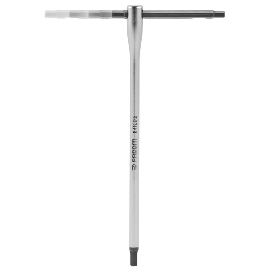 Facom 84TCD_4 T-handle hex key with rotating arm, silver and black, product photo on white background.