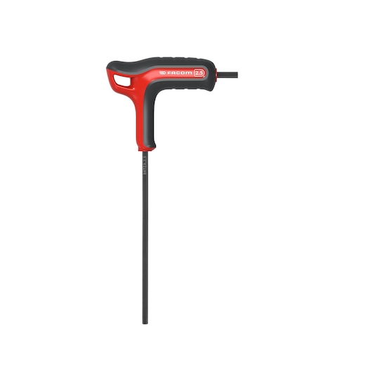 Facom 84TZA_2_5 T-handle hex key, red and black, front angle on white background.