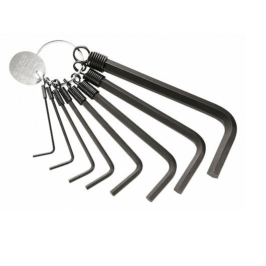 Short hexagonale key ringset, 8 pieces