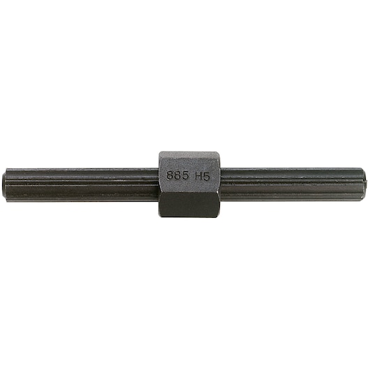 Facom 885_EH3 black steel tap wrench front view, hexagonal center with engraved marking.