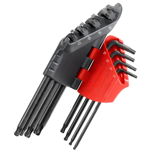Facom torx key set 89S_JP8A with black and red holders, various sizes, angled view on white background.