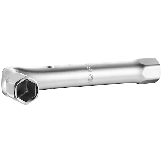 Facom 92A_6 double hexagon socket wrench, chrome finish, side angle on white background.