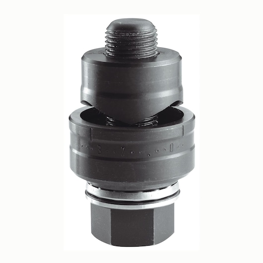 Facom 985978 black metal round knockout punch tool, product photography, front angle.
