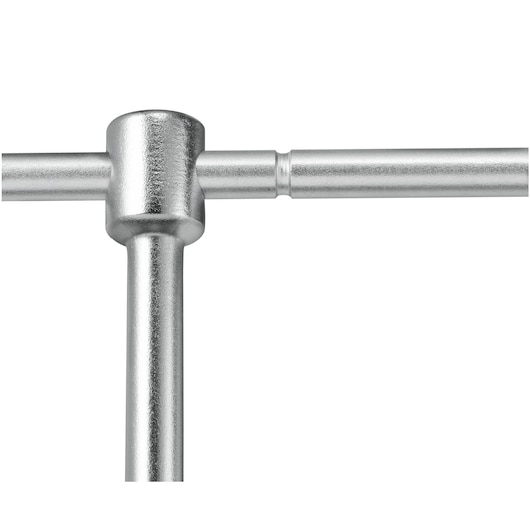 Facom T-handle socket wrench 98B_8, silver metal, close-up top view on white background.