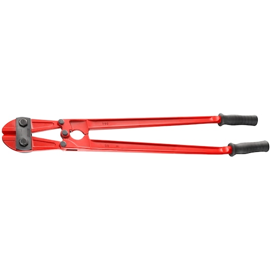 Facom 990_BF2 bolt cutter with red handles and black grips, side angle on white background.
