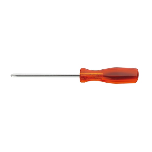 Facom AP_3X150 Phillips screwdriver with orange transparent handle, side view on white background.
