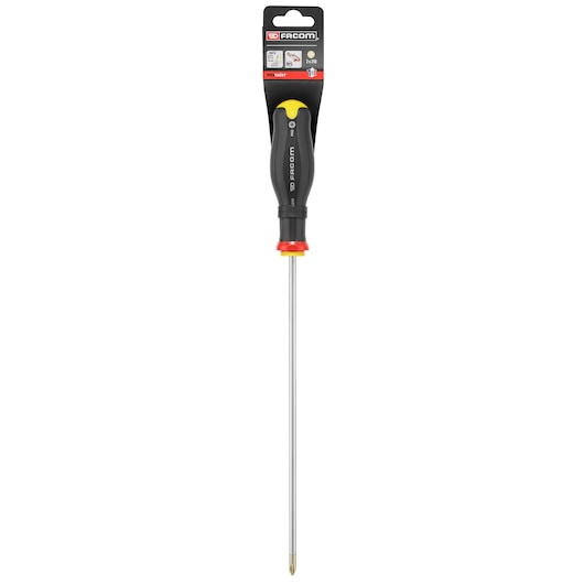 Photo of Facom PROT_SD_FLARED_5.5X125_POW flared screwdriver with black ergonomic handle, front view on white.