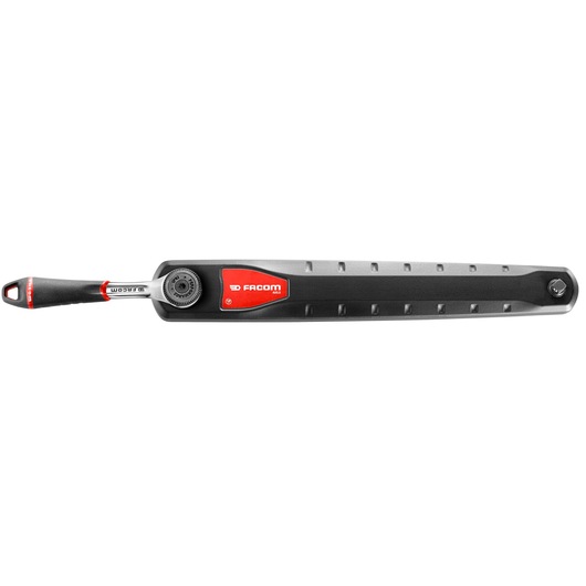 Facom AXS.SPB ratchet wrench in black and red, side angle on white background, tool category.