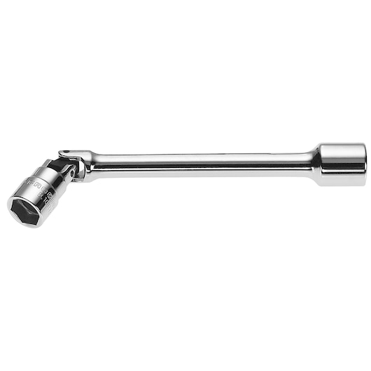 Facom B10R12AL chrome-plated socket wrench with a swivel joint, side view on white background.