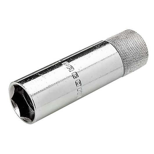 Facom BJ16A2 hex socket, chrome finish, side angle on white background