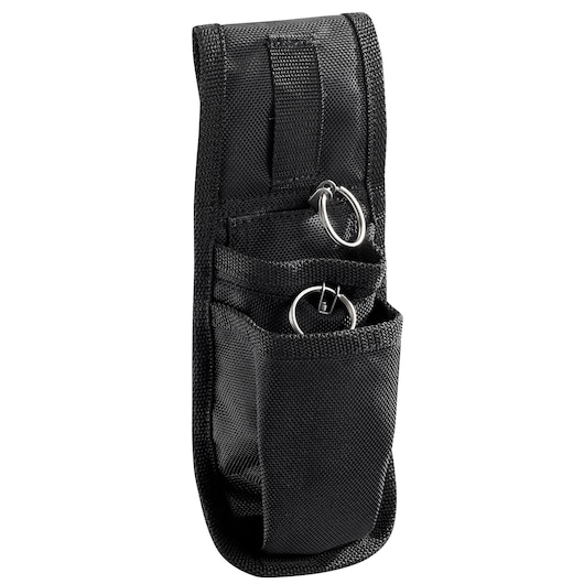 Facom BAG-RECT2SLS black tool holster with multiple pockets and metal rings, front angle, white background.