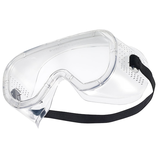 Facom clear safety goggles BC_5 with black elastic strap, front angle on white background.