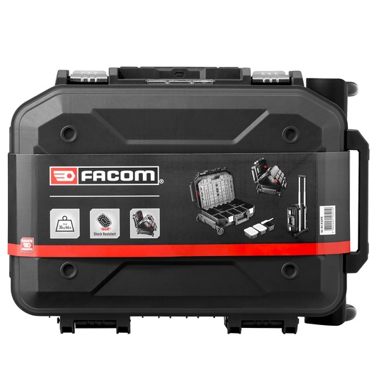 Photo of Facom BV_R30PB black shock-resistant tool case with handles and front product label, white background.
