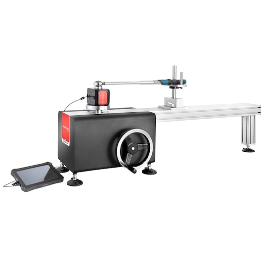 Facom CD12A torque wrench calibration device with digital display on white background, side angle.