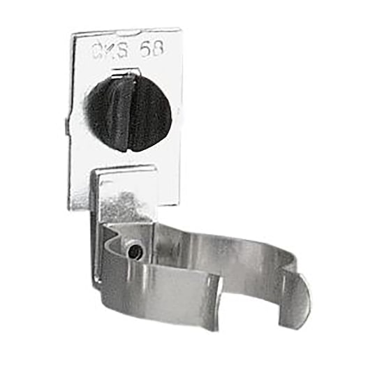Facom CKS_68A metal tool holder, front angle, silver clamp and black knob, photography on white background.