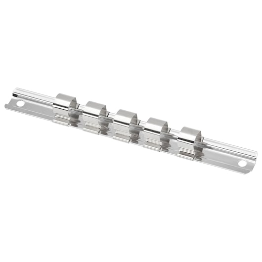 Facom CKS90 metal tool holder rail with five spring clips, angled view on white background.