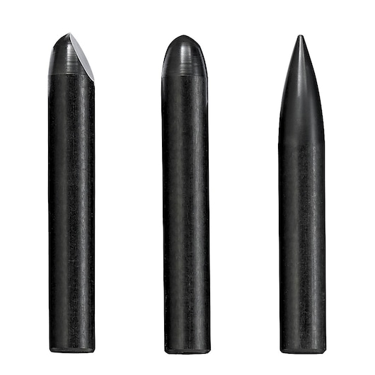 Facom CRPRK-3 photography of three black punch tools with different tip shapes, front angle.