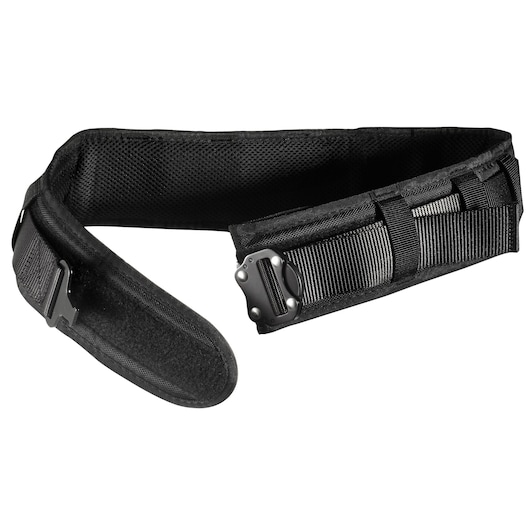 Facom CT100-140 black padded tool belt with quick-release metal buckle, front angle on white background.
