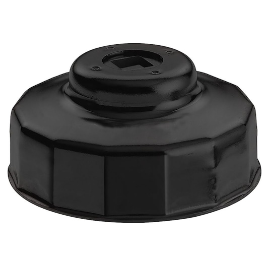 Facom D141 black metal oil filter wrench, top angle, octagonal pattern, photography.