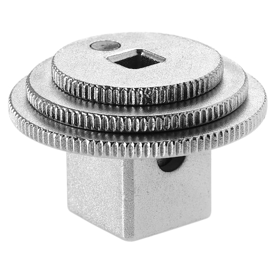 Facom D_169 metal rotary adapter with three ridged discs, product photography, front angle.
