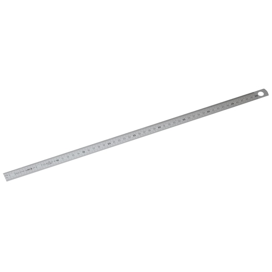 Facom DELA_1021_1500 metal ruler with metric markings, photography, angled view, silver finish.