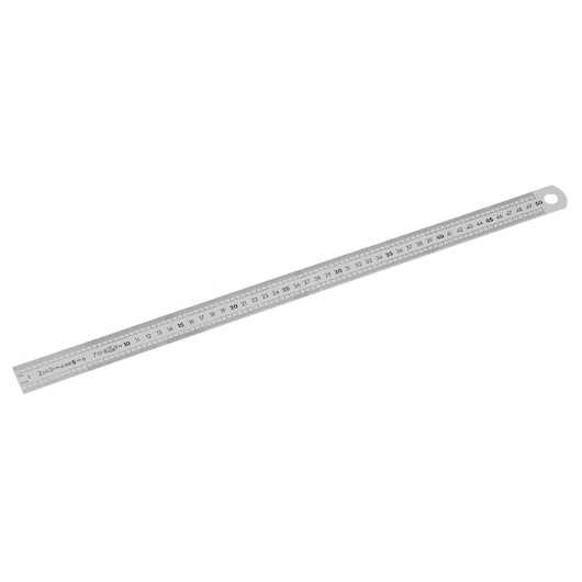 Facom DELA_1056_2000 metal ruler, 50 cm length, close-up angle on white background.