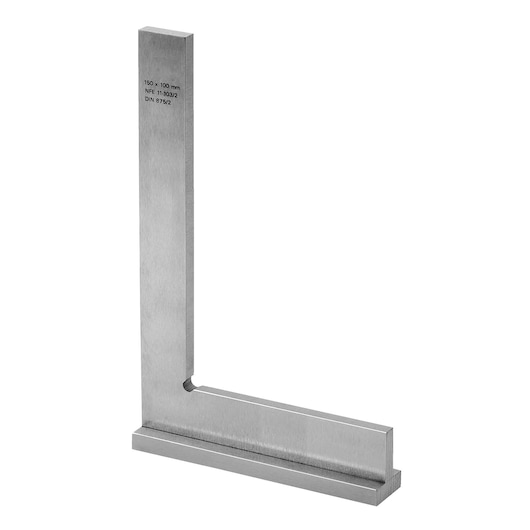 Facom DELA_1257_08 precision steel try square, silver finish, left angle view, white background.
