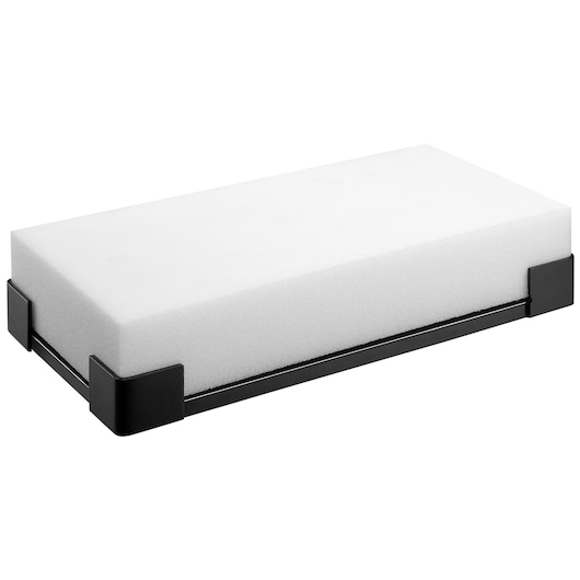 Facom DL_50SUP rectangular white foam cleaning pad with black plastic frame, angled view.